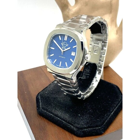 GV2 Gevril Men's Watch 18117B Potente Swiss Automatic Blue Dial Silver Steel - Picture 2 of 14